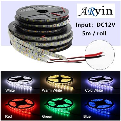 【cw】 LED Strip Waterproof 5050 DC12V 60LEDs/m 5m/lot Flexible LED Light RGB 5050 LED Strip White/ Warm White/ Red/ Green/ Blue/Yellow ！
