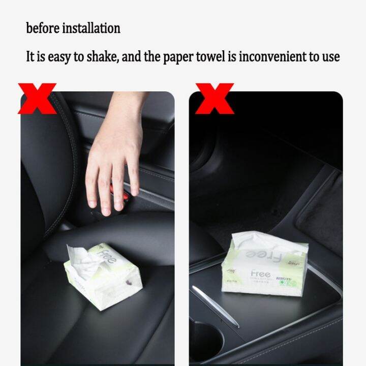 for-tesla-model-3-s-x-y-silica-gel-tissue-box-hidden-behind-screen-napkin-paper-holder-interior-storage-bag-car-accessories