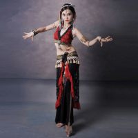 hot【DT】 Belly Costume 3 Pcs Blouse Bra hip Scarf Skirt   Pants 2 Colors