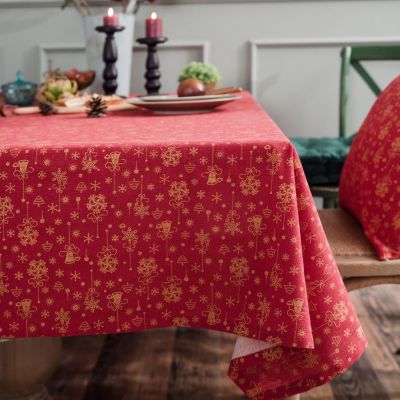 2021 Christmas Bronzing Tablecloth Santa Claus Cotton Linen Tablecover Waterproof Rectangle Dust-Proof Merry Christmas Decor