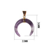 Reiki healing Natural Stone Horn Necklace Pendant Unique Fashion Crescent Moon Pendants Pave Zircon Rhinestone Crystal Beads