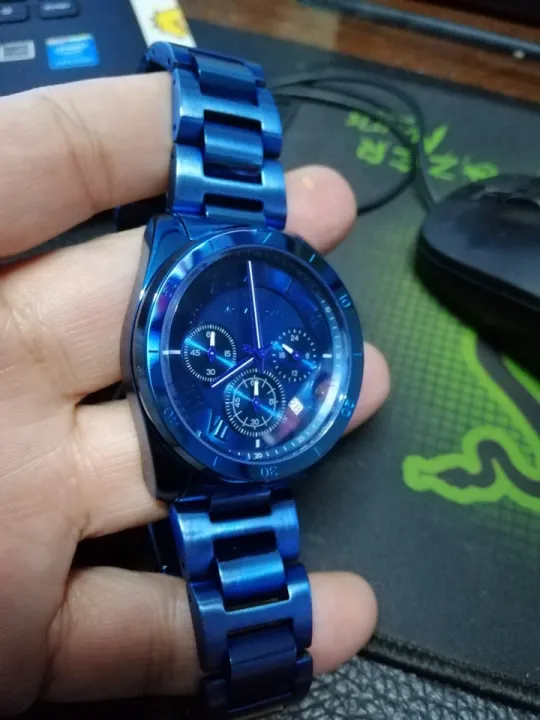 Original Design w Serial Number Michael Kors MK6361 Brecken Series Navy  Blue Tone Chronograph Watch complete w paper bag, box and manual. | Lazada  PH