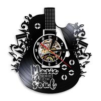 Guitar Vinyl Record Wall Clock Music Theme Guitar Clock Modern Design Home Decor Musical Instruments Gift For Music Lover Guitar