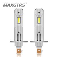 MAXGTRS 2ชิ้น Canbus หลอดไฟไฟ LED ไฟหน้ารถมอเตอร์ไซค์แบบ LED H1ดีไซน์ขนาดเล็กไร้สายไม่มีพัดลมสำหรับรถยนต์โคมไฟ LED ชุดแผงวงจร12000LM สีขาว