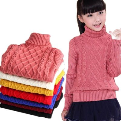 childrens sweater Autumn Winter boy girl Knitted bottoming turtleneck shirts teenager solid high collar pullover sweater1-16Y