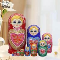 TOOYFUL 10ชิ้นมือทาสีรัสเซียรังตุ๊กตา M Atryoshka ไม้ซ้อนของเล่นงานฝีมือแบบดั้งเดิมสำหรับตกแต่งวันหยุดฮาโลวีนเครื่องประดับ Wishing ของขวัญ