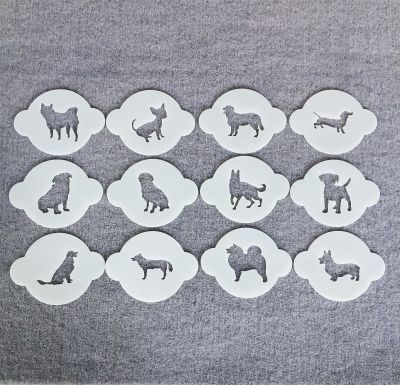ภาพวาดลายฉลุแบบ DIY 12ชิ้น13*10ซม. สำหรับสัตว์เลี้ยงสุนัขสแค็บบุ๊กกิ้งแสตมป์ปิ้งเทมเพลตอัลบัมรูปบัตรกระดาษอัลบั้มลายนูน