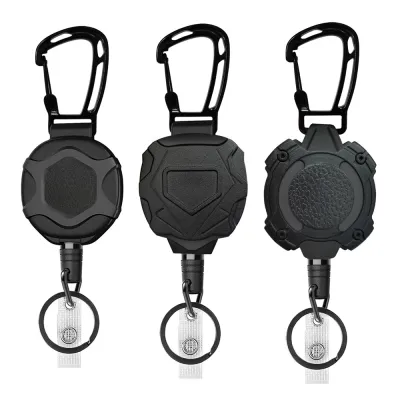 Camping Gear Keyholder Outdoor Security Key Ring Retractable Keychain Wire Rope Tactical Keychain With Roll Chain Telescopic Key Chain Cable