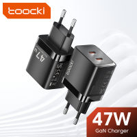 Toocki เครื่องชาร์จ47W GaN Type C 3.0 4.0 Type C สำหรับ Dual-Port Type C ที่ชาร์จความเร็วสูงแล็ปท็อป PD อะแดปเตอร์แบบพกพาที่ชาร์จโทรศัพท์อย่างรวดเร็ว