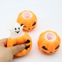 Halloween Funny Pumpkin Head Pinch Squishy Vent Ball Toy Pumpkin Ghost Decompression Stress Reliever Toys Free Shiping Items