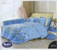 ผ้าปูที่นอนซาติน Satin รหัสสินค้า D79 ลายตารางสีฟ้า ดอกไม้ สก๊อตสีฟ้า ดอกไม้ ขนาด 3.5ฟุต 5ฟุต และ 6 ฟุต สำหรับที่นอนสูง 8 นิ้ว