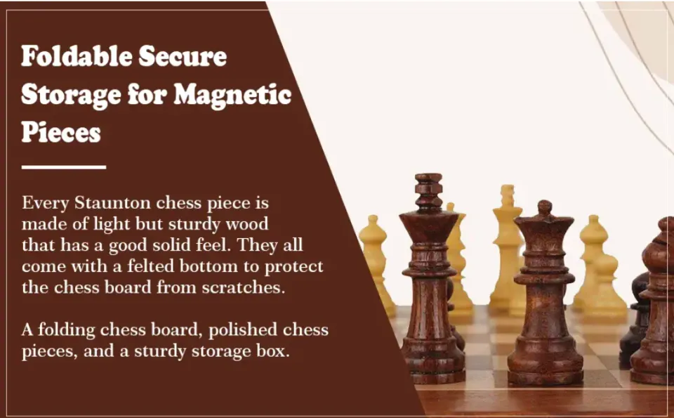 BCBESTCHESS Wooden Handcrafted Foldable Magnetic Chess Board Set