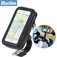 ✣ iBudim Waterproof Motorcycle Phone Holder Motorbike Rear View Mirror Mobile Phone Stand Mount GPS Cellphone Mount Case Cover Bag