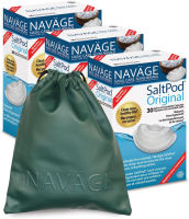 Navage SaltPod Bundle: 3 SaltPod 30-Packs (90 SaltPods) and Hunter Green Travel Bag