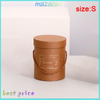 mazalan กล่องกระดาษลายดอกไม้ทรงกลม1ชิ้นกล่องใส่ของทรงถังแบบมีฝาปิดกล่องใส่ของขวัญ