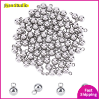 JIYAN2866 เหล็กไร้สนิม เครื่องรางลูกบอลขนาดเล็ก 7.5x5mm จี้กลมๆ จี้สแตนเลสทรงกลม ที่แขวนแบบห่วง สำหรับเครื่องประดับสตรี