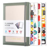 A5 Weekly Plan Monthly Plan With Lattice Grid Self-Binding Notebook Planner Office Atationery With Gold Stamping Stickers