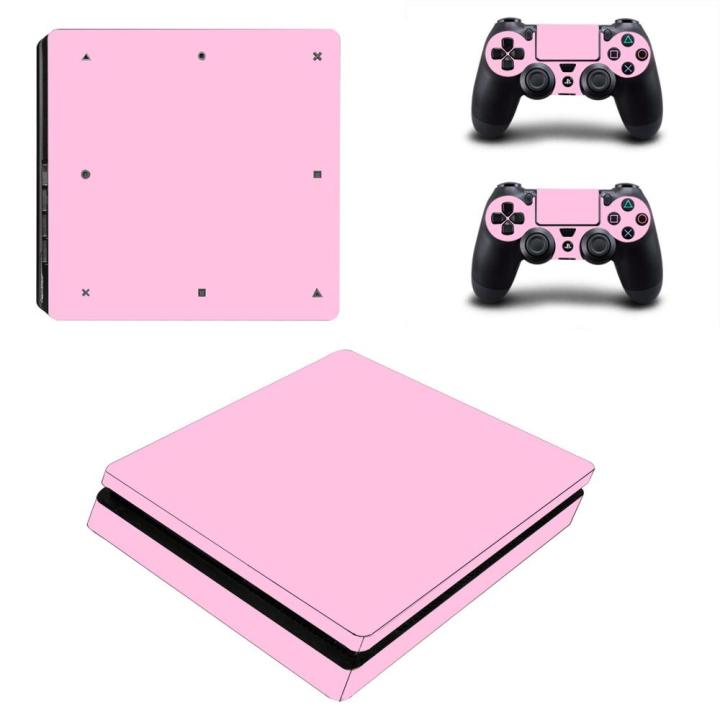 สติกเกอร์แบบบาง PS4สีชมพูบริสุทธิ์สติกเกอร์สติ๊กเกอร์สกินสำหรับ PlayStation 4ผิวไวนิลแผงควบคุมและคันโยกแบบบาง PS4