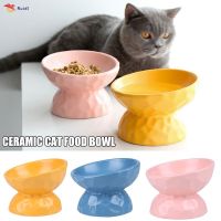 Ceramics Raised Cat Bowl Slanted Cat Bowl for Food Stress Free Angled Cat Bowl Less Regurgitating and Vomiting