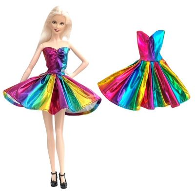 Nk ชุดเดรสสีรุ้งกระโปรงเต้นรำขนาดเล็ก1ชุดเสื้อผ้าสำหรับงานปาร์ตี้ลำลองสำหรับ Girl39ตุ๊กตา; 1/6ของเล่นตุ๊กตา