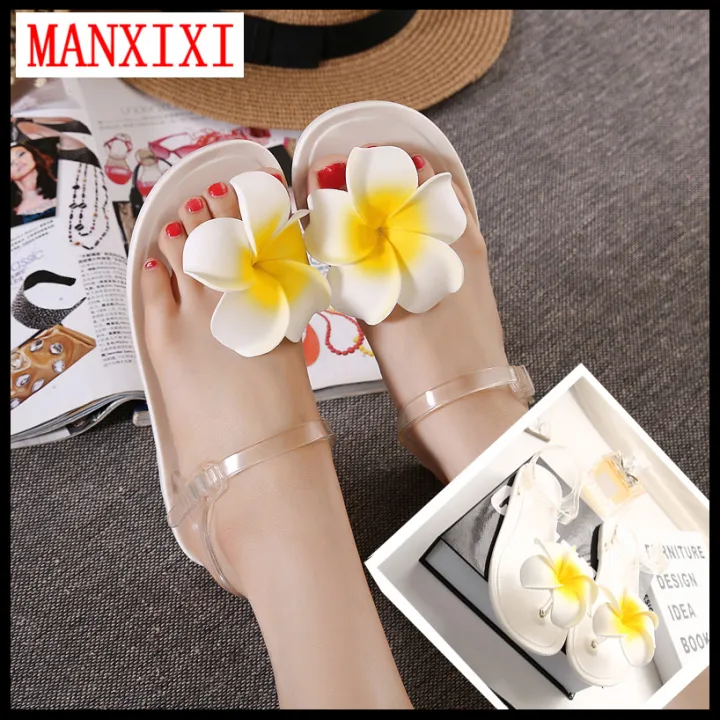 MANXIXI Brand Roman Bohemian Style Fashion Jelly Flat Sandals Toe Clip  Summer Beautiful Sun Flowers Model Inlay Shoes For Women （35-40 Size） |  Lazada PH