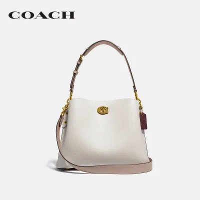 COACH กระเป๋าสะพายไหล่ผู้หญิงรุ่น Willow Shoulder Bag In Colorblock สีขาว C2590 B4CAH