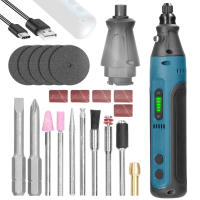 2in1 Grinding Pen Driver Set Cordless Type-C Rechargeable Multi-use Electric Mini Power Tool Multifunction 2Pcs Driver Bits 7Pcs Grinding Bits Kit with LED Light for Repairing Electronic Device