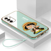 เคส Samsung Galaxy A14 5G Case Luffy ลักชัวรี่ 6D ซอฟท์ซิลิโคนกรอบสี่เหลี่ยมชายนี่ฟูลแบ็คปก