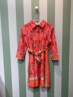 High end childrens clothing 2023 Spring/Summer new girls red full print CH foreign style long sleeve dress childrens clothing