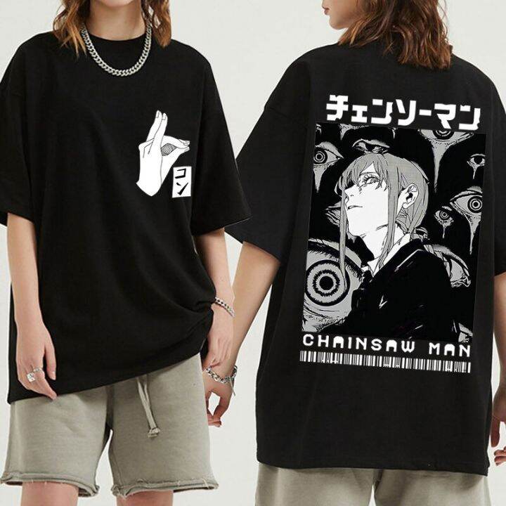 อะนิเมะ-chainsaw-man-warrior-denji-tshirt-ผู้หญิงมังงะเสื้อแขนสั้นอะนิเมะการ์ตูน-makima-hayakawa-aki-pochita-tee-unisex-เสื้อยืด