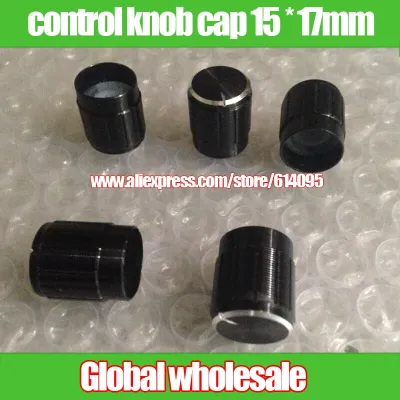 100pcs aperture of 6mm black aluminum potentiometer knob / rotary switch volume control knob cap 15 * 17mm Guitar Bass Accessories