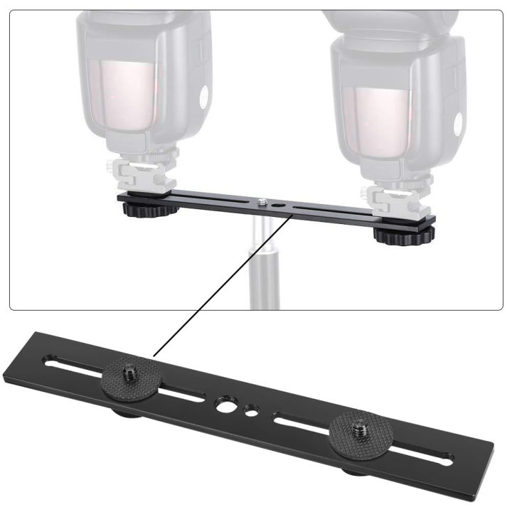 professional-universal-aluminum-alloy-outdoor-hot-shoe-mount-easy-install-durable-extender-camera-accessories-photography-dual-head-travel-portable-flash-bracket