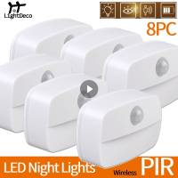 LED ไฟกลางคืนไร้สาย PIR Motion Sensor แสงถ่านไฟฉายไร้สายโคมไฟติดผนังทางเดินตู้เสื้อผ้า LED คณะรัฐมนตรีประตูแสงโคมไฟ