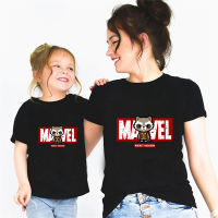 Tshirt Marvel Cotton Family Black Uni T-Shirt Women Base Clothes Baby Casual Soft Mother Kids Streetwear Kawaii