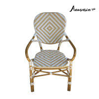 Anusarin เก้าอี้เอาท์ดอร์โครงอลูมิเนียมสานด้วยหวาย PE Outdoor Chair - Diamond Pattern in Camel &amp; White Aluminium Frame woven with PE Rattan - Diamond Pattern in Camel &amp; White