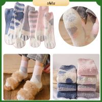 SHILU ปุย ของขวัญคริสต์มาส หนา นุ่ม ตุ๊กตา Cashmere Sox ถุงเท้าตั้งพื้น ถุงเท้ากำมะหยี่ปะการัง ลายอุ้งเท้า