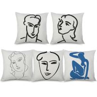 Henri Matisse Art Painting Portrait Cushion Covers Simple Line Drawing Decorative Pillow Case Sofa Deocr