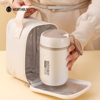 WORTHBUY Thermal Lunch Box Microwave Safe 18/8 Stainless Steel Food Container For Kid Adult Leak-Proof Lunch Container Food Jar