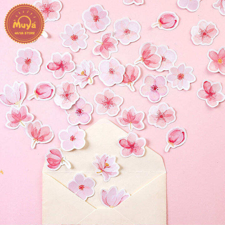 muya-45-pcs-box-cherry-blossoms-sticker-for-journal-flowers-decor-decal-for-scrapbook-diary-diy