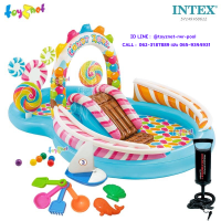 Intex ส่งฟรี สระน้ำสไลเดอร์ แคนดี้ โซน 2.95x1.91x1.30 ม. รุ่น 57149 + ที่สูบลมดับเบิ้ลควิ๊ก วัน (แถมชุดตักทราย 1001A)