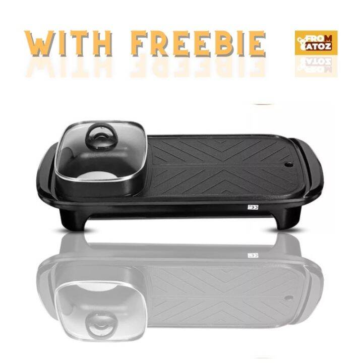 Electric Grill Pan Samgyupsal with Hotpot BBQ Motor Smokeless Indoor