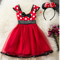 Red Christmas Carnival Princess For Baby Girls Polka Dots Tulle Tutu Cloth For 2-6T Children Fancy Wedding Party Csotume For Kid Dresses