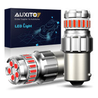 AUXITO 2ชิ้น1156 LED สีแดง BA15S LED สีเหลืองอำพัน12โวลต์ P21W 4014 SMD เลี้ยวโคมไฟรถหยุดเบรกหางด้านหลังกลางวันวิ่งไฟ