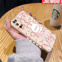 JIUMOO เคสสำหรับ Realme 7 5G Realme V5 5G เคสกระต่ายมีความสุขลายการ์ตูนใหม่กรอบสี่เหลี่ยมเคลือบผิวซิลิก้าเจลกันกระแทกเคสมือถือฝาครอบป้องกันเลนส์กล้องถ่ายรูปทั้งหมด