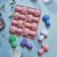 【CW】 8-Hole Cartoon Grinding Silicone Mold Claw Dog Pig Cookie Chocolate Bar Baking