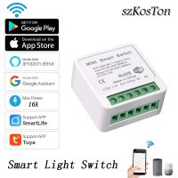 Tuya WiFi Smart Switch 16A Smart Light Voice Control Timer Mini Wall Switch Home Automation Module for Alexa Google HomeKit