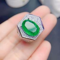 Luxury Emerald Mens Ring 925 Sterling Silver Luxury Jewelry Designer