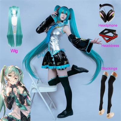 Anime Miku Cosplay Wig Costume Japan Midi Dress Headphone Beginner Future Miku Cosplay Female Carnival Womens Costume Plus Size