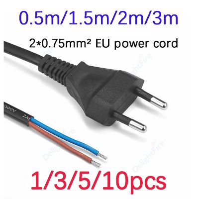 【YF】 1/10pcs 0.5-3m EU Plug Power Supply Cable 220V Pigtail Electronics Wire Euro Extension Cord For Socket Lamp Bulb Project