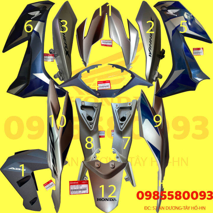 Bộ vỏ, Dàn áo, Nhựa xe Winner X Xanh Camo chính hãng Honda (bán lẻ